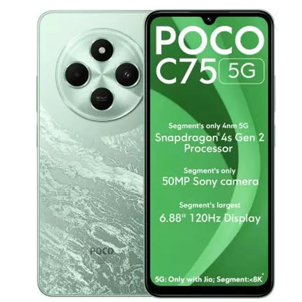 POCO C75 5G Android Phone (4GB RAM, 64GB Storage) - Enchanted Green - Enchanted Green