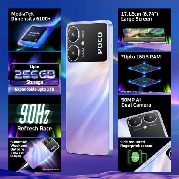 POCO M6 5G Android Mobile - 64 GB, Galactic Black