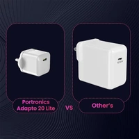 Portronics Adapto 20 Lite Smallest 20W GaN Wall Charger - Black, Silver