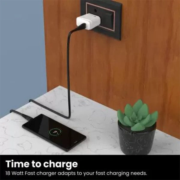 Portronics Adapto 40 18W 3 A Quick Mobile Charger with Detachable Cable