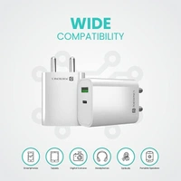 Portronics Adapto 44 Fast Charging 20W Mobile Charger with Dual Output (USB + PD) - Black, Silver
