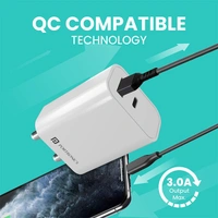 Portronics Adapto 44 Fast Charging 20W Mobile Charger with Dual Output (USB + PD) - Black, Silver