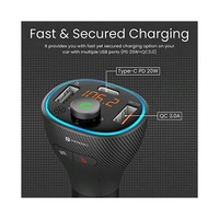 Portronics Auto 15 Bluetooth FM Transmitter in-Car Radio Adapter (PD 20W+QC3.0) Fast Charger