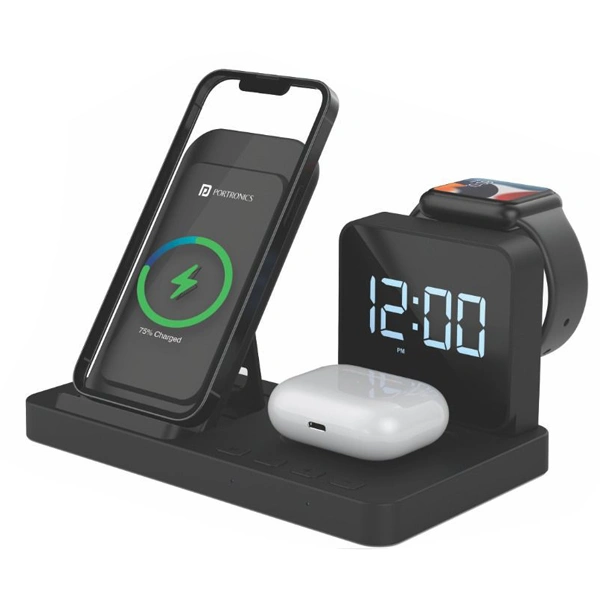 Portronics Bella All In One Wireless Charger - White - White