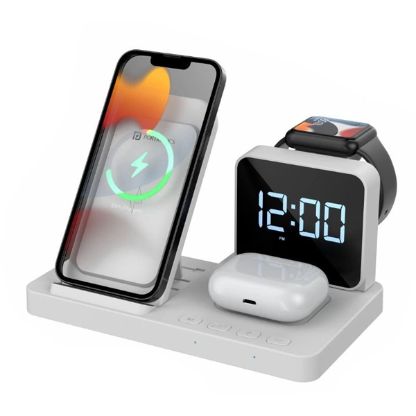 Portronics Bella All In One Wireless Charger - White - White