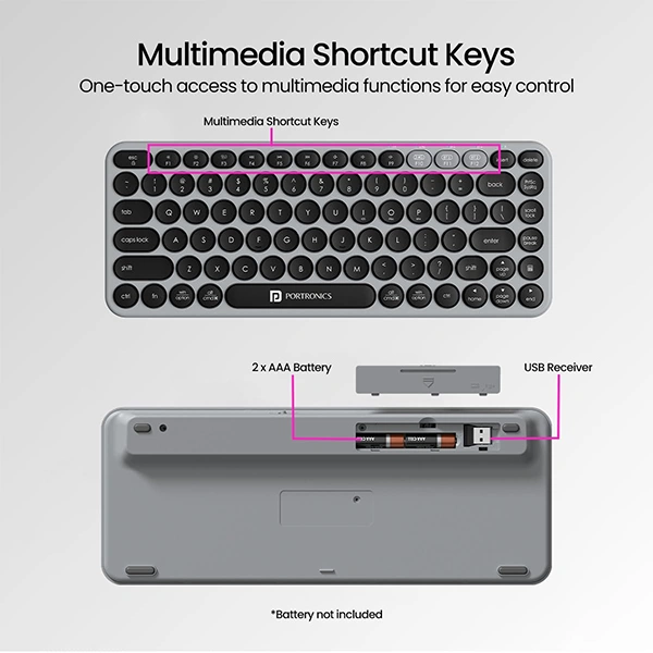 Portronics Bubble 2.0 Wireless Keyboard - Black - Black