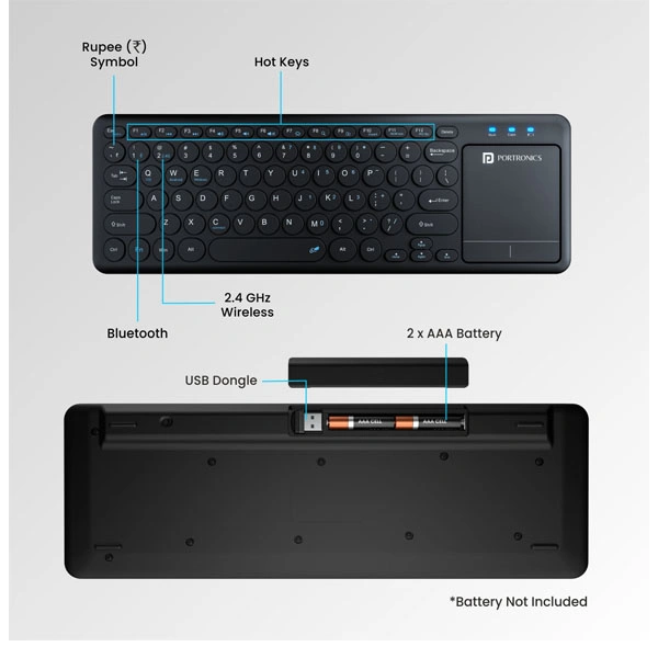 Portronics Bubble Pro Wireless Keyboard with Touchpad