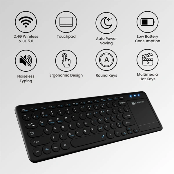 Portronics Bubble Pro Wireless Keyboard with Touchpad