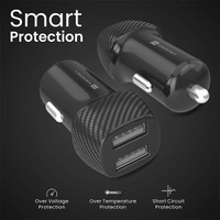 Portronics Car Power 5 Car Charger with Dual USB Port 12W Total Output Type C Cable Included