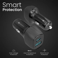 Portronics Car Power 6 Car Charger with Dual USB Port (PD+QC) 36 Watt (Black)
