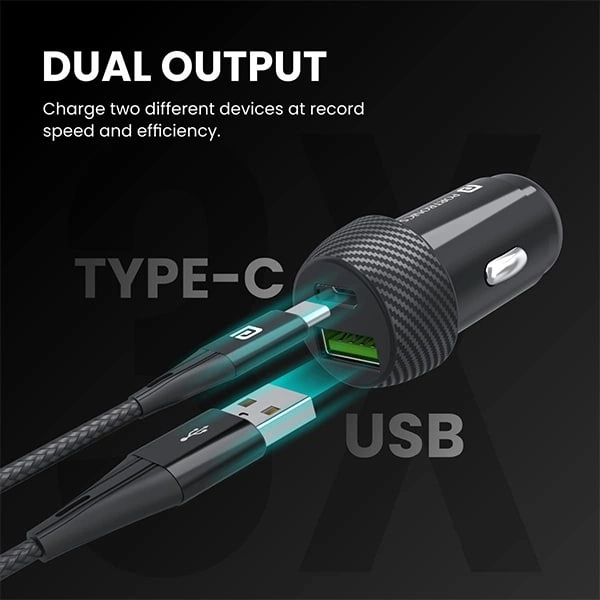 Portronics Car Power 7 20W Fast Usb Charging With Dual Output (Pd + Qc) Rapid Charge Compatible With Cellular Phones