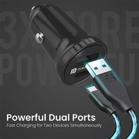Portronics Car Power Mini Car Charger - Black, Blue
