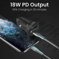 Portronics Car Power Mini Car Charger - Black, Blue