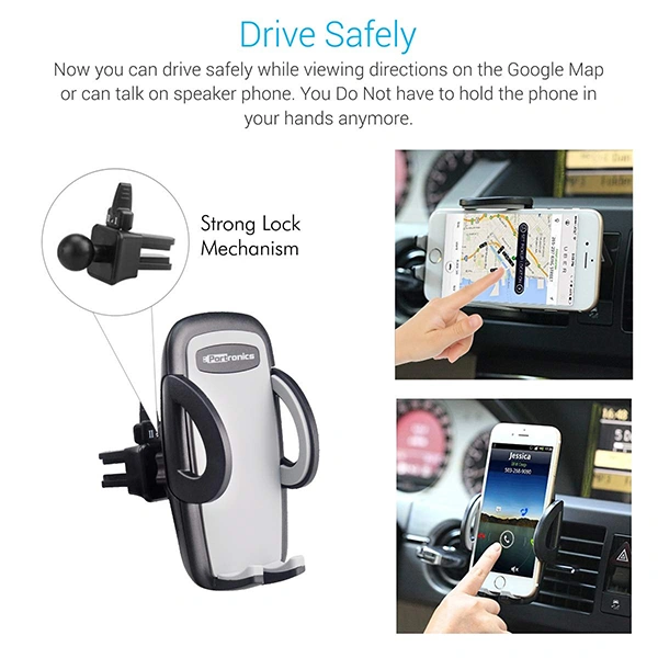 Portronics CLAMP X Car-Vent Mobile Holder 360 Degree Rotational - Grey