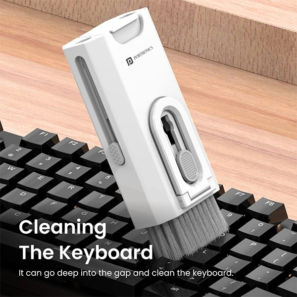 Portronics Clean M Multifunctional 8 IN 1 Cleaning Kit with Mobile Holder for Laptops, Computers, Mobiles (POR-1791)
