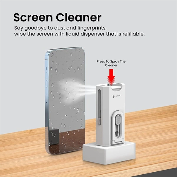 Portronics Clean M Multifunctional 8 IN 1 Cleaning Kit with Mobile Holder for Laptops, Computers, Mobiles (POR-1791)