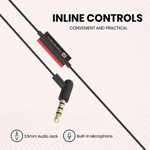 Portronics Conch 70 in-Ear Wired Earphone with Mic - White - White