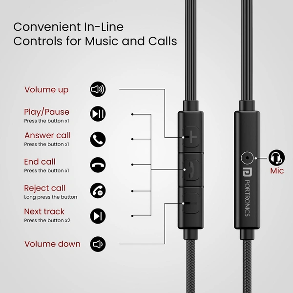 Portronics Conch Tune A  Wired Earphones with Mic