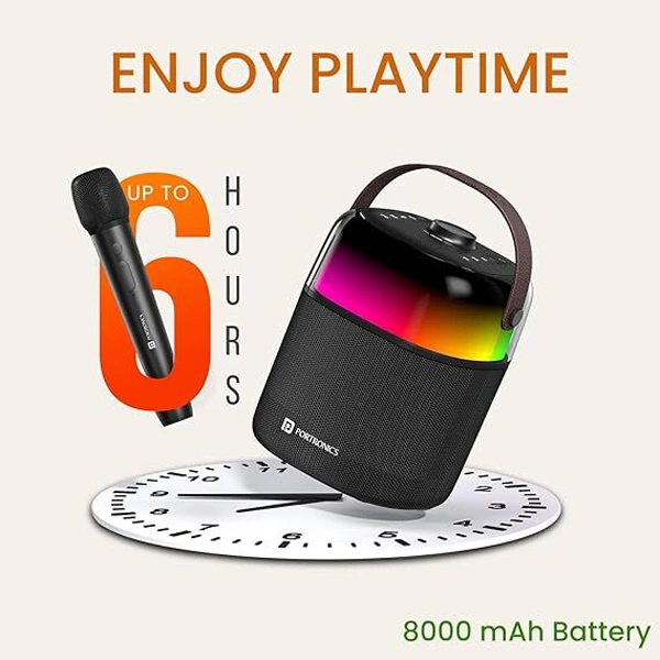 Portronics Dash 4 50W Wireless Bluetooth Party Speaker with Karaoke Mic - Grey