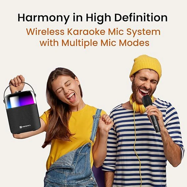 Portronics Dash 4 50W Wireless Bluetooth Party Speaker with Karaoke Mic - Grey