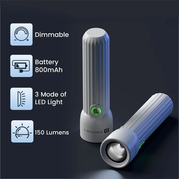 Portronics Eco Glow Mini Torch Light with USB Rechargeable Battery