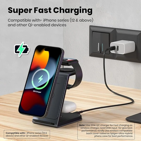 Portronics Freedom Trio 15w 3in1 Wireless Charger