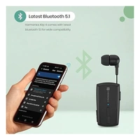 Portronics Harmonics Klip 4 Retractable Bluetooth Music & Calling Earphone - Black - Black