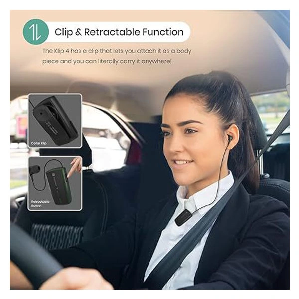 Portronics Harmonics Klip 4 Retractable Bluetooth Music & Calling Earphone - Black - Black