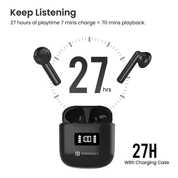 Portronics Harmonics Twins 26 TWS Earbuds with ENC & Dual Mic (Black)