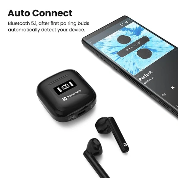 Portronics Harmonics Twins 26 TWS Earbuds with ENC & Dual Mic (Black)