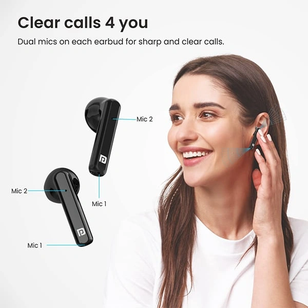 Portronics Harmonics Twins 26 TWS Earbuds with ENC & Dual Mic (Black)