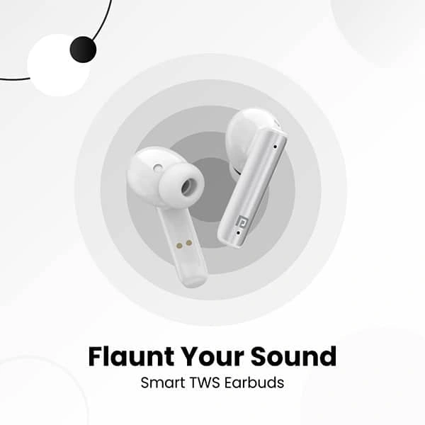 Portronics Harmonics Twins 27 ANC + ENC Noise Cancelling Smart TWS Earbuds Bluetooth Headset - White - White