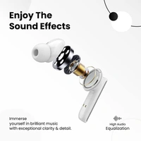 Portronics Harmonics Twins 27 ANC + ENC Noise Cancelling Smart TWS Earbuds Bluetooth Headset - White - White