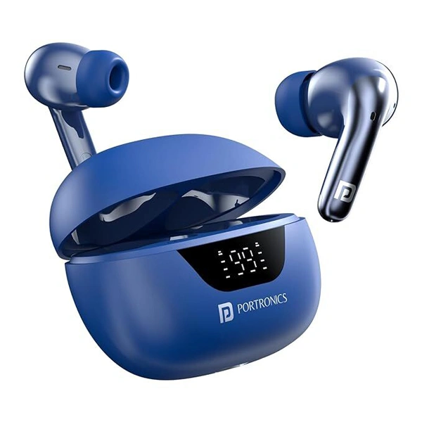 Portronics Harmonics Twins 28 in Ear Earbuds with Smart ANC - Blue - Blue