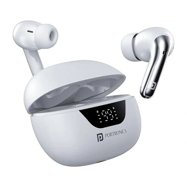 Portronics Harmonics Twins 28 in Ear Earbuds with Smart ANC - White - White