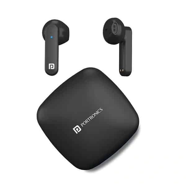 Portronics Harmonics Twins S2 Wireless Earbuds with Voice Assistant - Black - Black