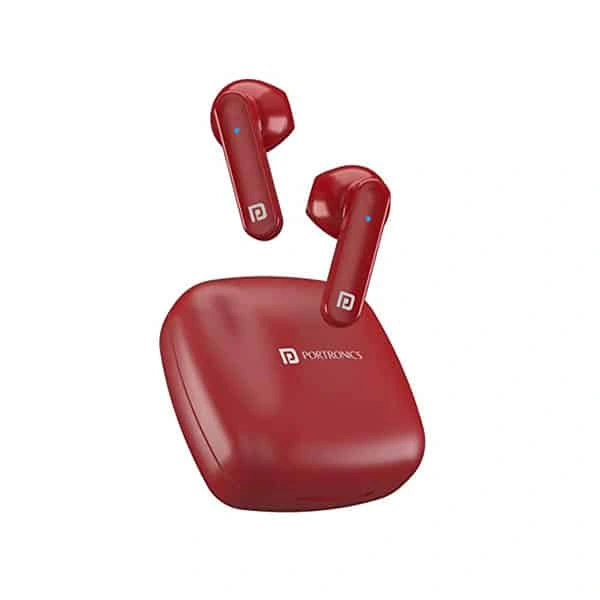 Portronics Harmonics Twins S2 Wireless Earbuds with Voice Assistant - Maroon - Maroon