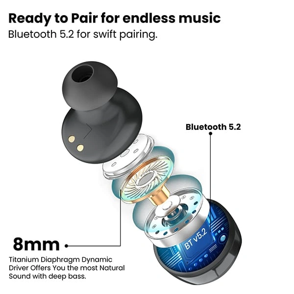 Portronics Harmonics Twins S3 Earbuds - Black, White