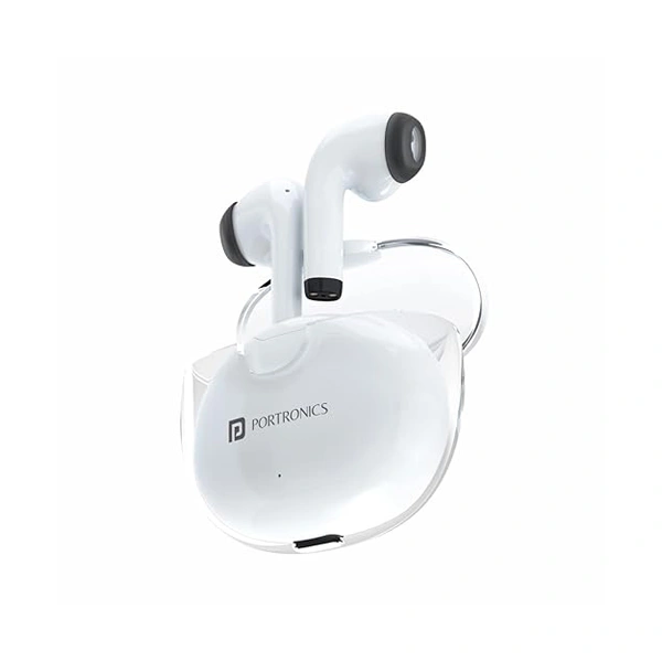 Portronics Harmonics Twins S4 Smart TWS Earbuds - White - White
