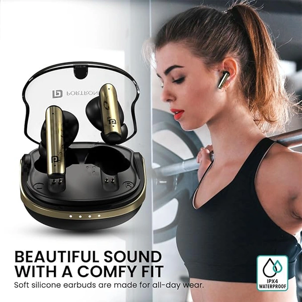 Portronics Harmonics Twins S7 True Wireless in Ear Earbuds with 35 Hours Playtime - White - White