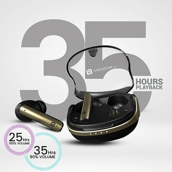 Portronics Harmonics Twins S7 True Wireless in Ear Earbuds with 35 Hours Playtime - White - White