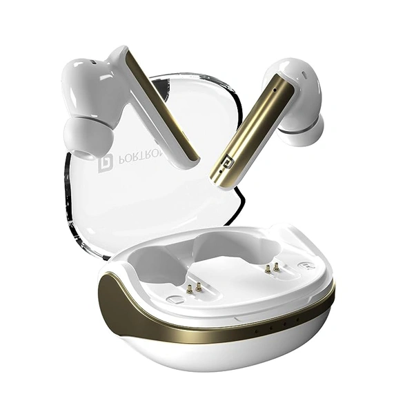 Portronics Harmonics Twins S7 True Wireless in Ear Earbuds with 35 Hours Playtime - White - White