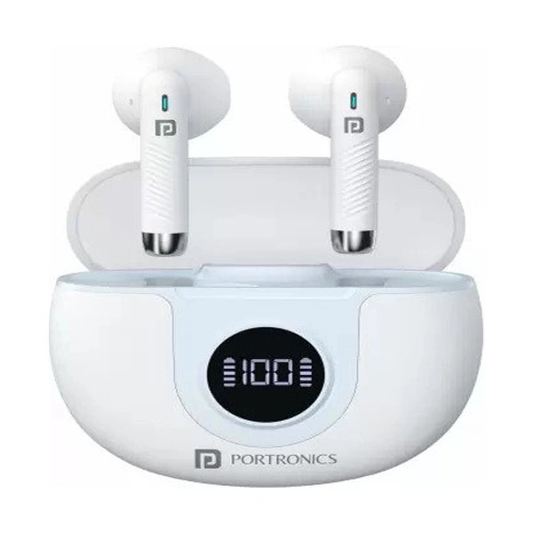 Portronics Harmonics Twins S8 TWS Earbuds with 30 Hours Playtime - White