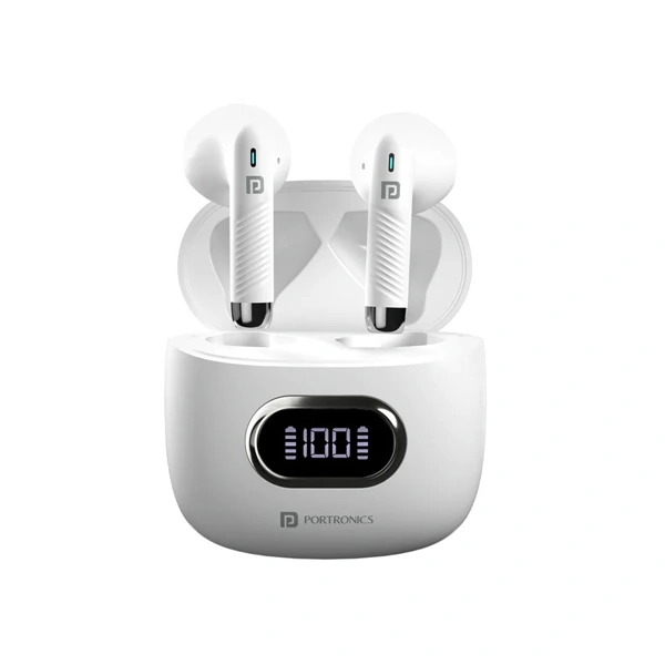 Portronics Harmonics Twins S9 True Wireless in Ear Earbuds - White - White