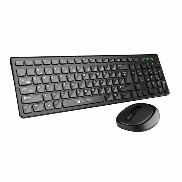 Portronics Key7 Combo Wireless Keyboard & Mouse - Black - Black