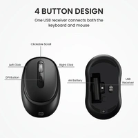 Portronics Key7 Combo Wireless Keyboard & Mouse - Black - Black