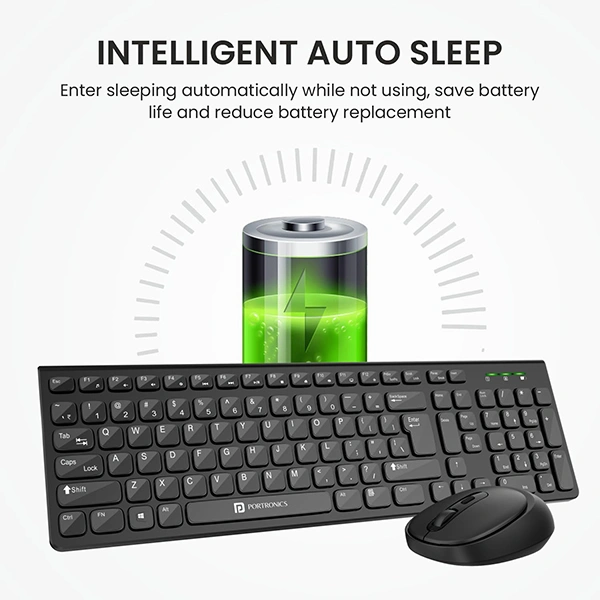 Portronics Key7 Combo Wireless Keyboard & Mouse - Black - Black