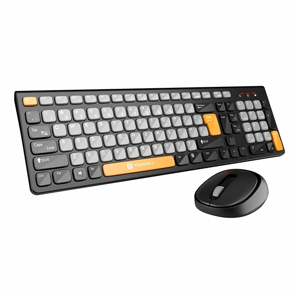 Portronics Key7 Combo Wireless Keyboard & Mouse - Grey - Grey