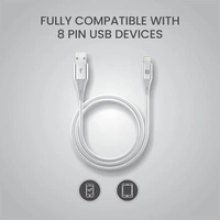 Portronics Konnect B+ 8 Pin Usb Cable 3.0 Amp Output with Charge & Data Sync with 1M