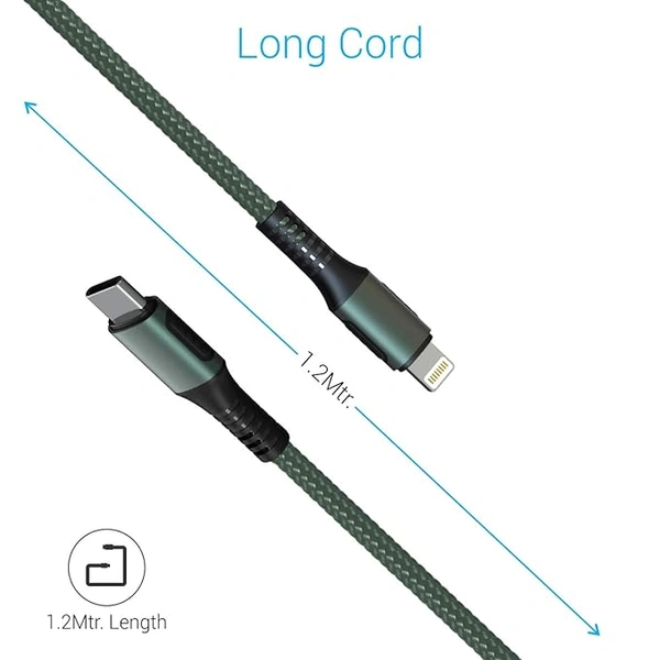 Portronics Konnect CL 20W POR-1067 Type-C to 8 Pin USB 1.2M Cable - White - White